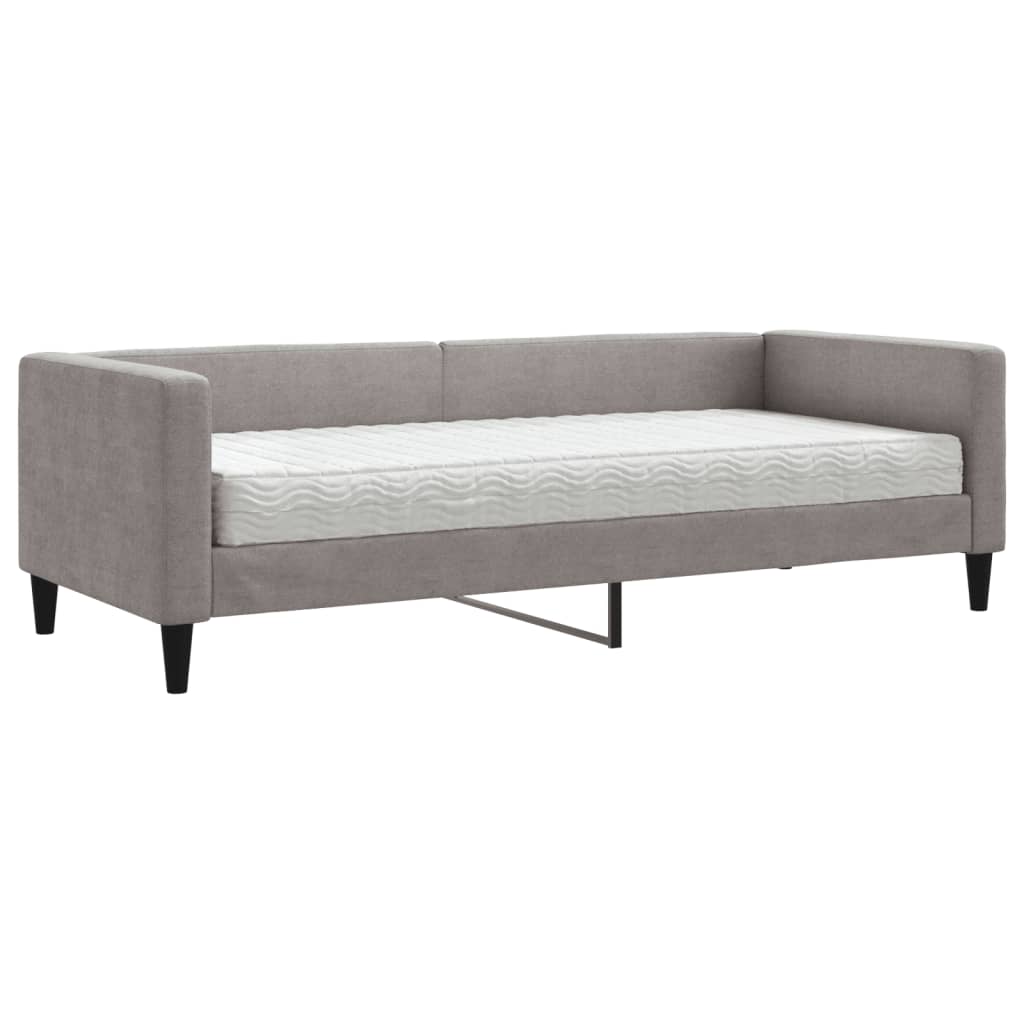 Lit de jour avec matelas taupe 80x200 cm tissu - XIOS