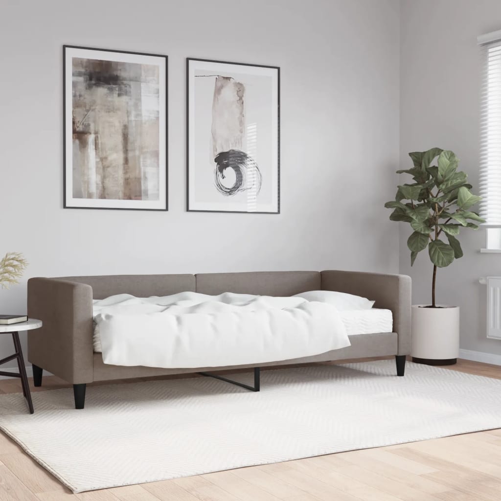 Lit de jour avec matelas taupe 80x200 cm tissu - XIOS