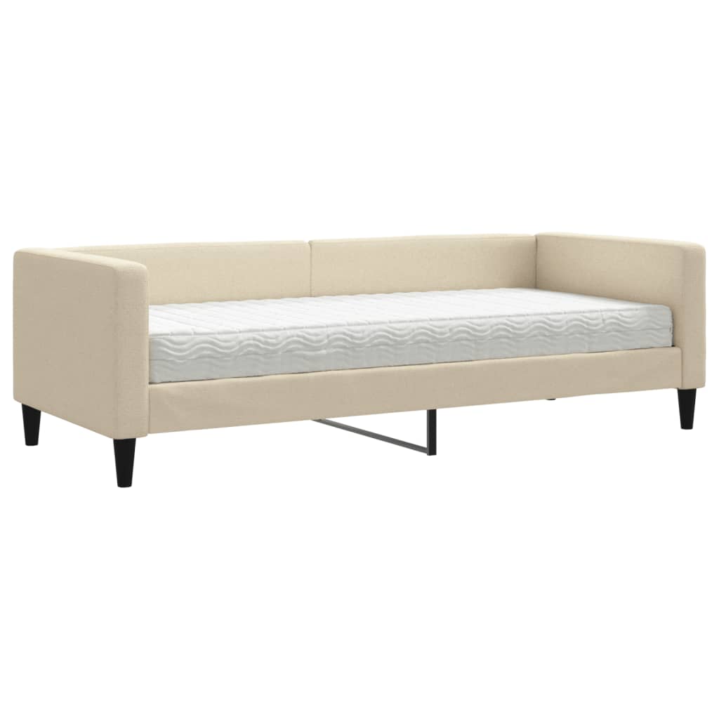 Lit de jour avec matelas crème 80x200 cm tissu - XIOS