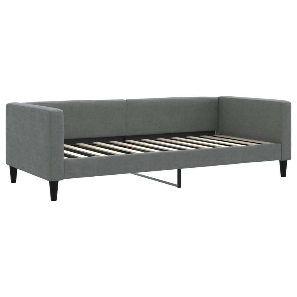 Lit de jour avec matelas gris foncé 90x200 cm tissu - XIOS