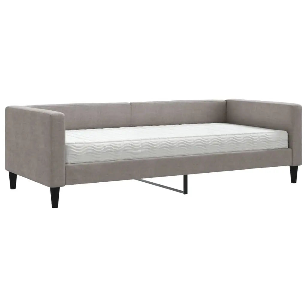 Lit de jour avec matelas taupe 90x200 cm tissu - XIOS