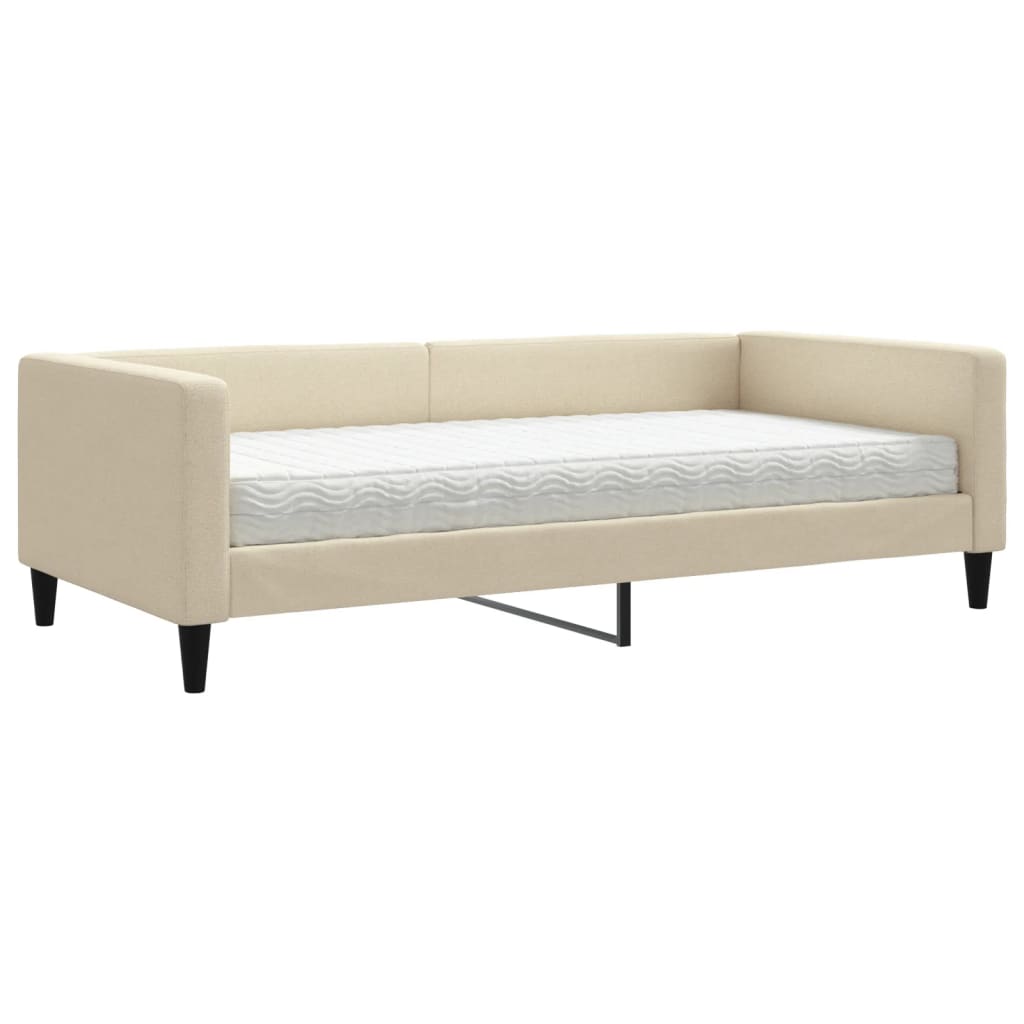 Lit de jour avec matelas crème 100x200 cm tissu - XIOS