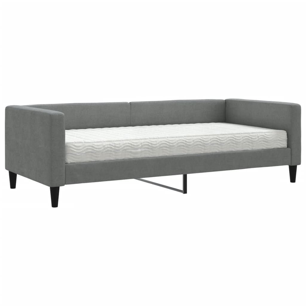Lit de jour avec matelas gris foncé 90x190 cm tissu - XIOS