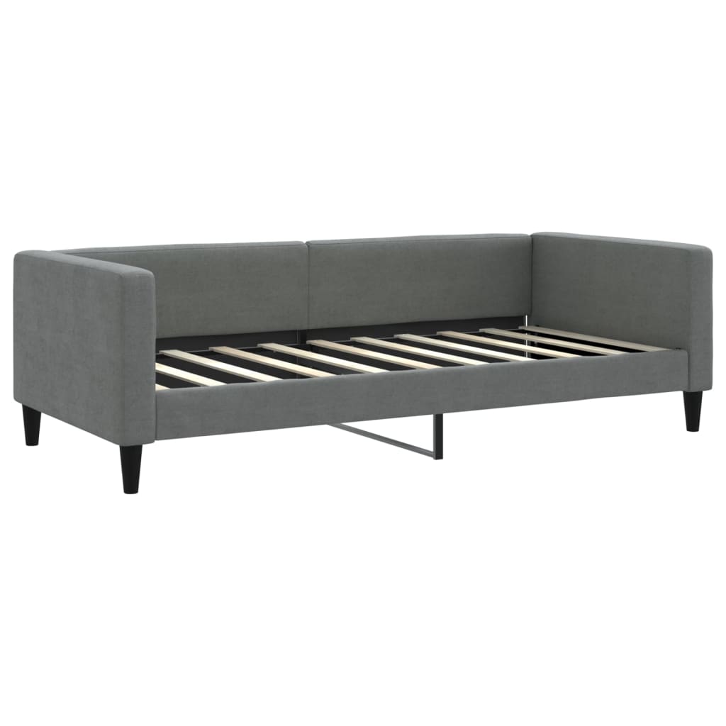 Lit de jour avec matelas gris foncé 90x190 cm tissu - XIOS