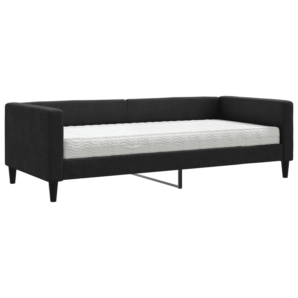 Lit de jour avec matelas noir 90x190 cm tissu - XIOS
