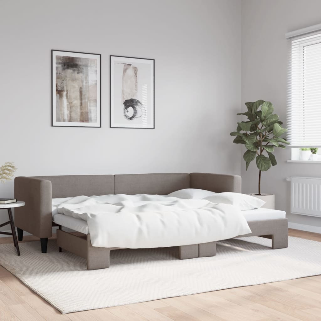 Lit de jour avec gigogne sans matelas taupe 80x200 cm - XIOS