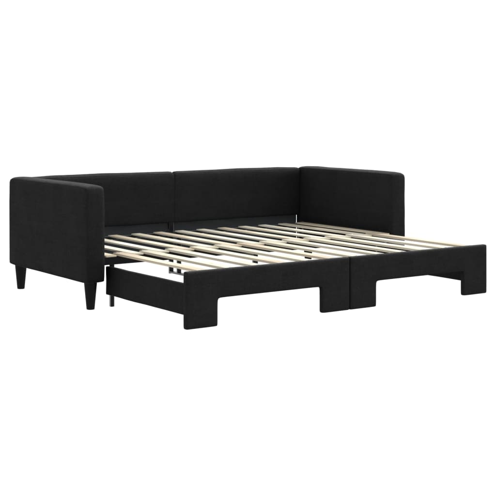 Lit de jour avec gigogne sans matelas noir 90x200 cm