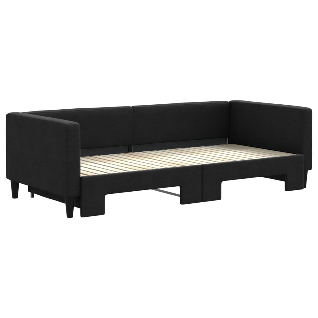 Lit de jour avec gigogne sans matelas noir 90x200 cm