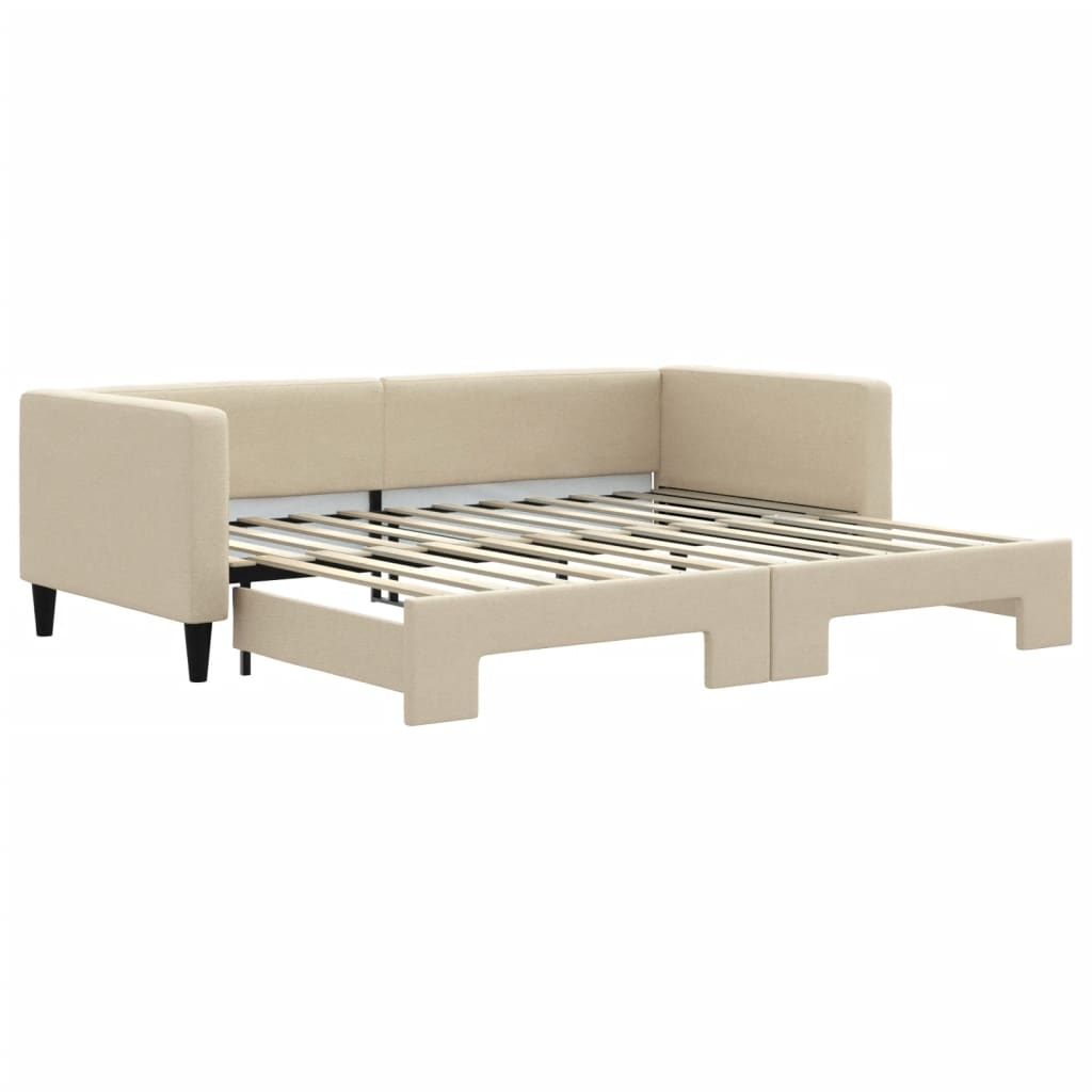 Lit de jour avec gigogne sans matelas crème 90x200 cm - XIOS