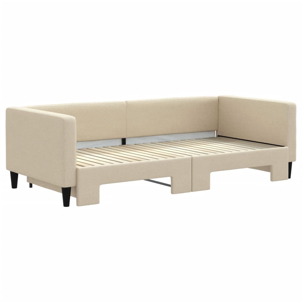 Lit de jour avec gigogne sans matelas crème 90x200 cm - XIOS