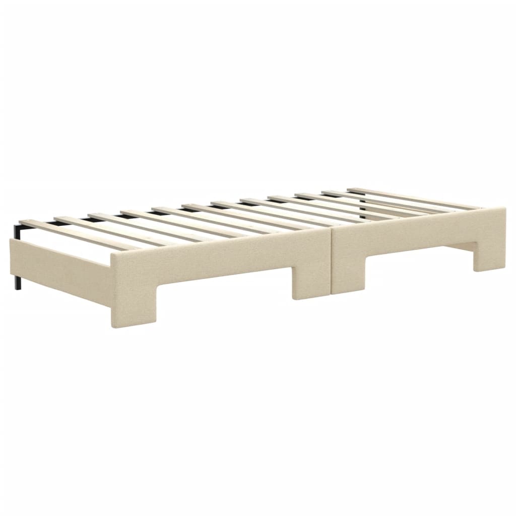 Lit de jour avec gigogne sans matelas crème 90x200 cm - XIOS