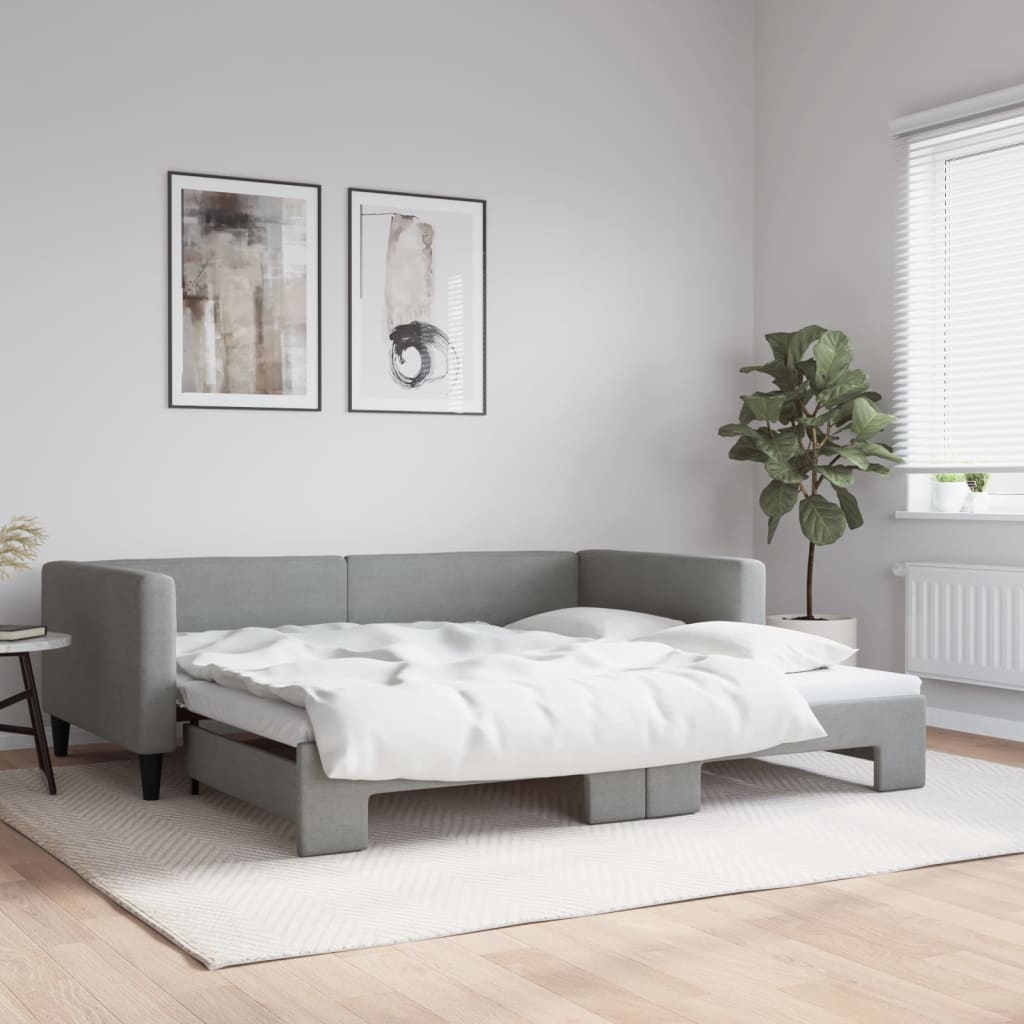 Lit de jour avec gigogne sans matelas gris clair 100x200 cm - XIOS