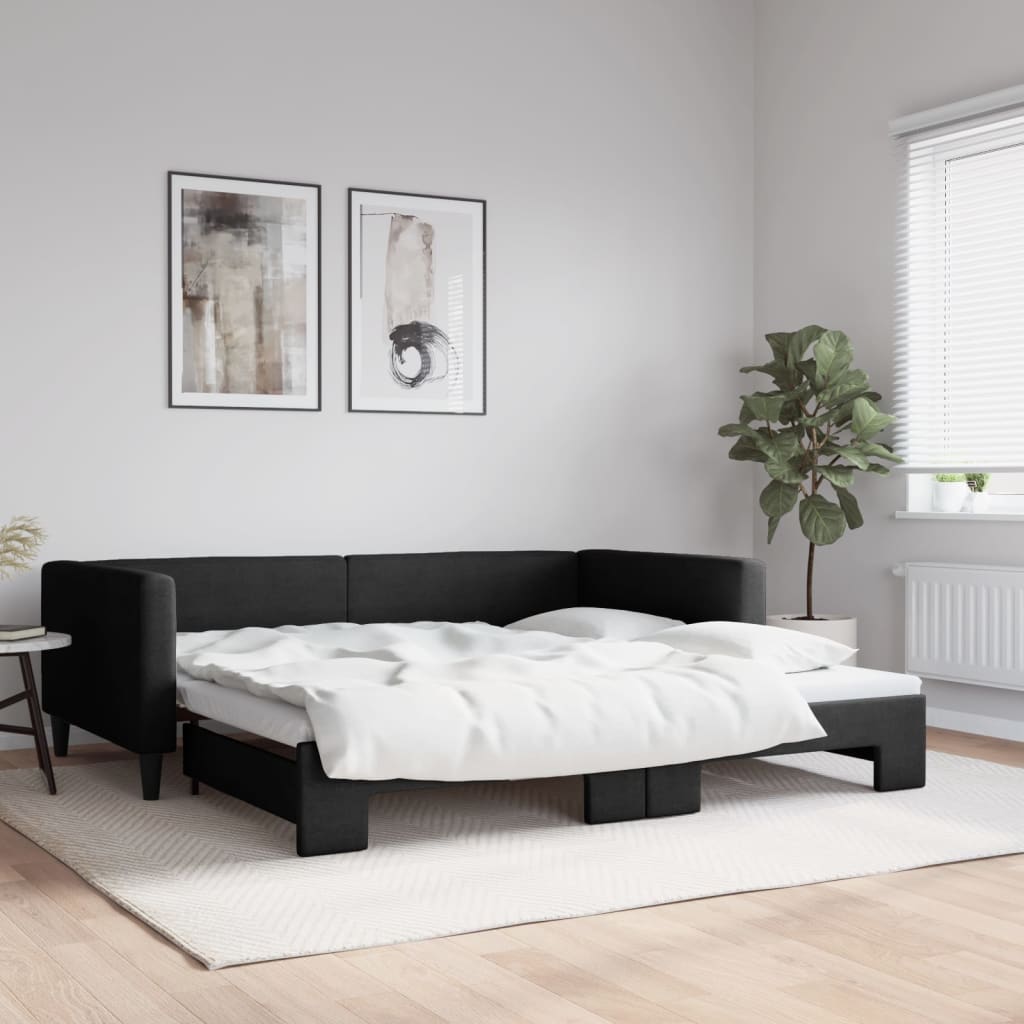 Lit de jour avec gigogne sans matelas noir 100x200 cm - XIOS
