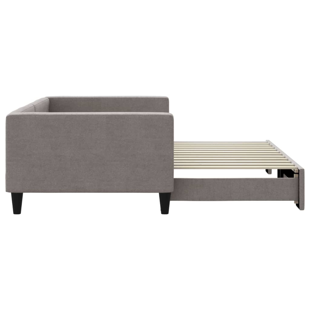 Lit de jour avec lit gigogne taupe 100x200 cm tissu - XIOS