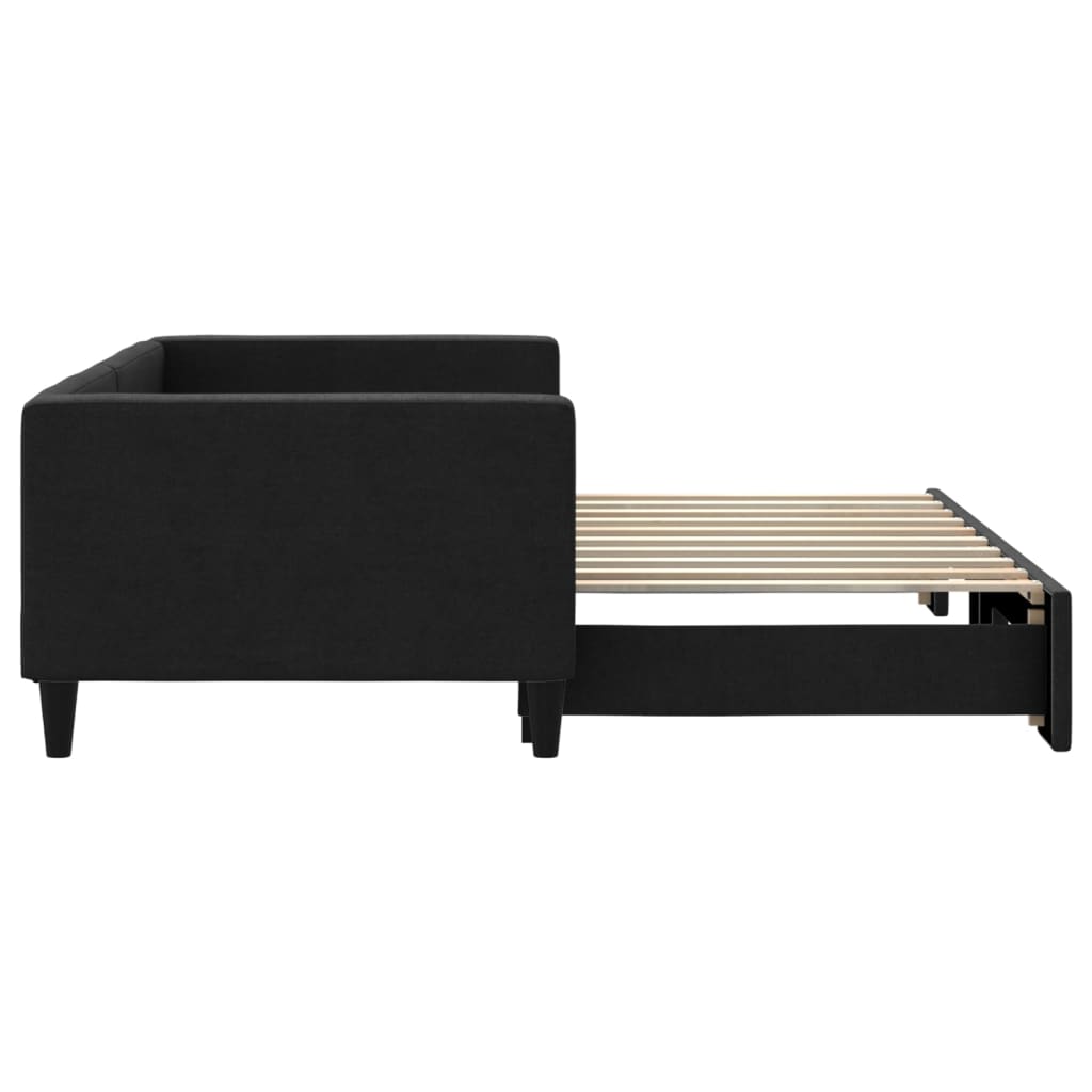 Lit de jour avec lit gigogne noir 90x190 cm tissu