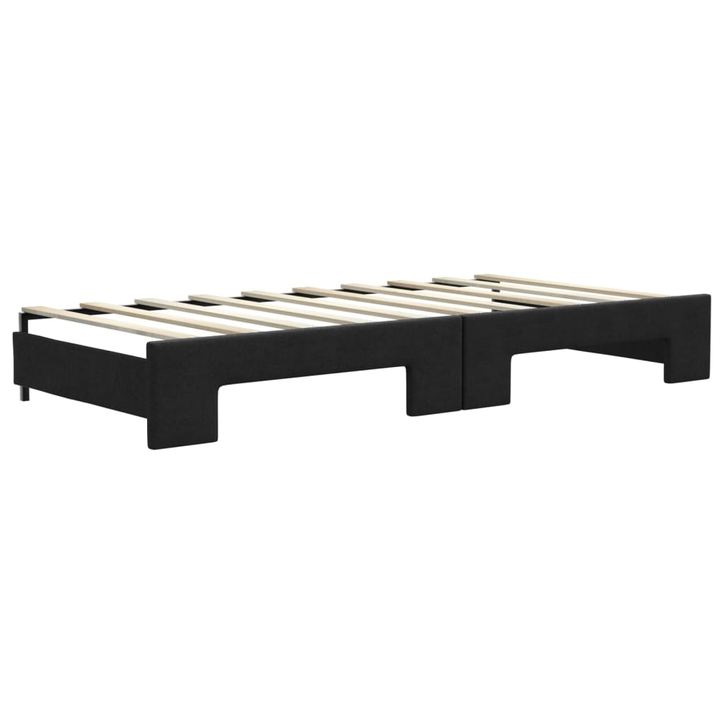 Lit de jour avec lit gigogne noir 90x190 cm tissu