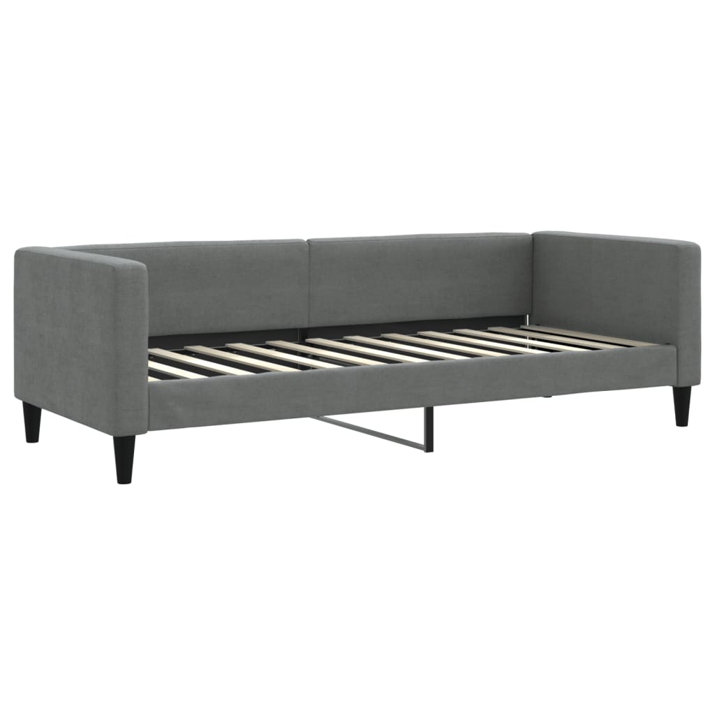 Lit de jour avec gigogne et matelas gris foncé 80x200 cm tissu - XIOS