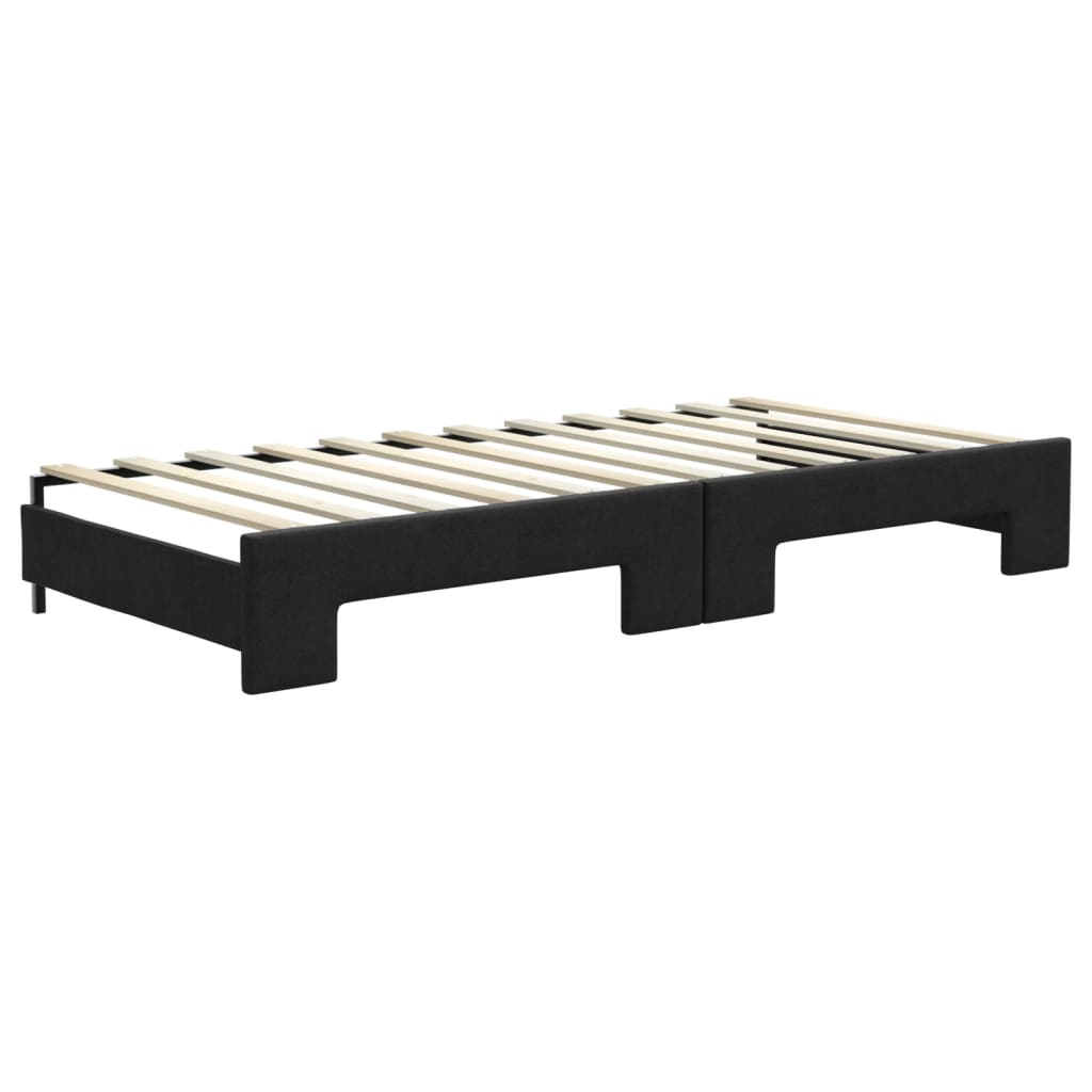 Lit de jour avec gigogne et matelas noir 90x200 cm tissu - XIOS
