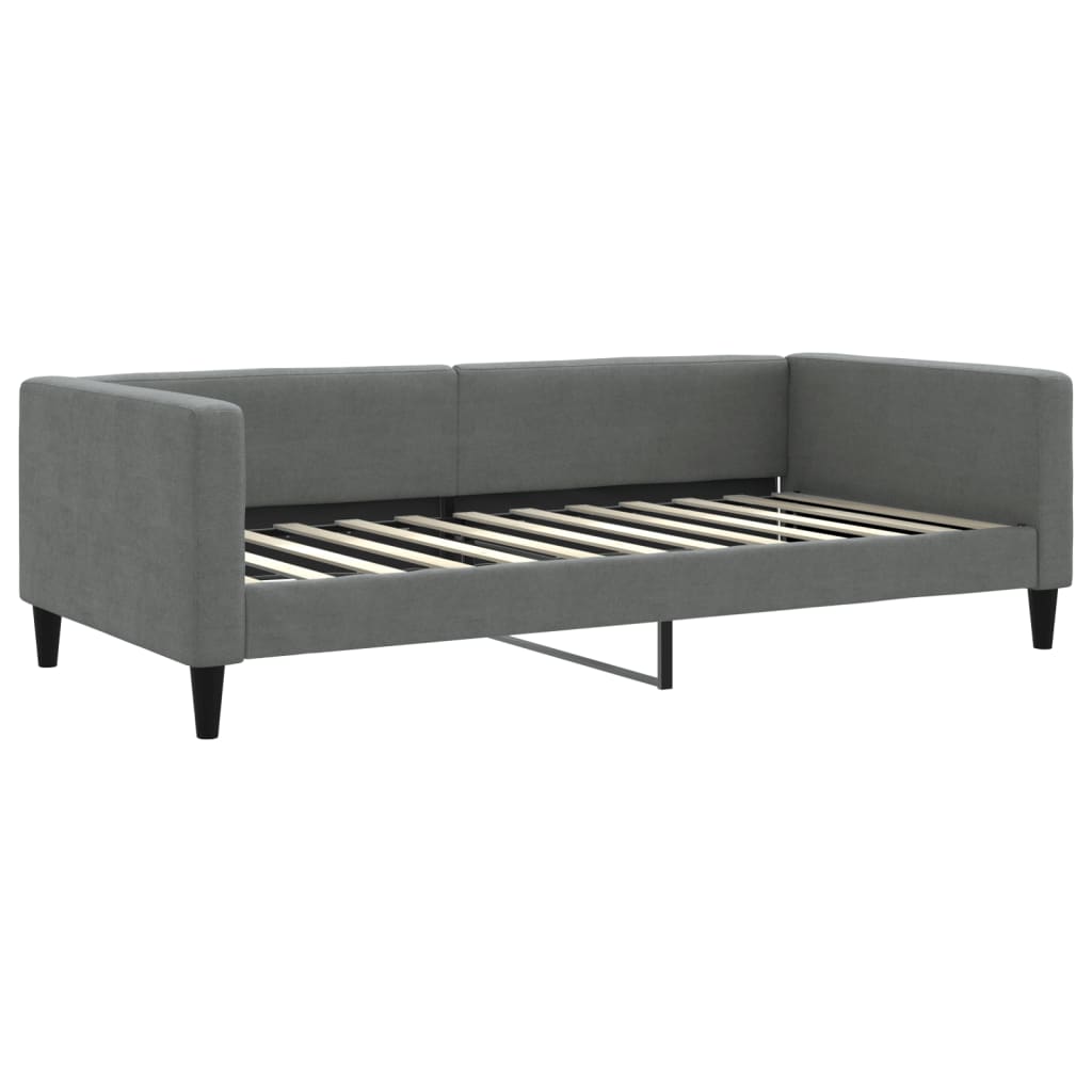 Lit de jour avec gigogne et matelas gris foncé 100x200 cm tissu - XIOS