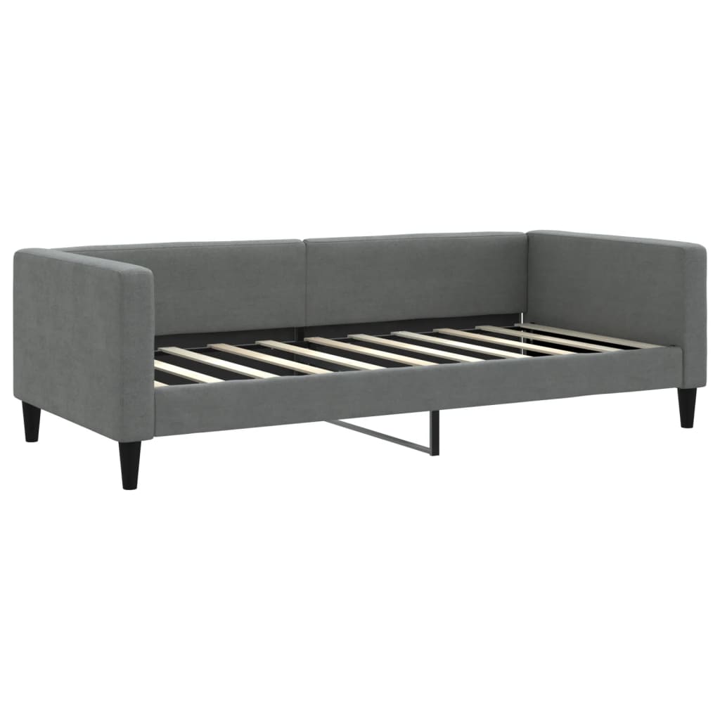 Lit de jour avec gigogne et matelas gris foncé 90x190 cm tissu - XIOS