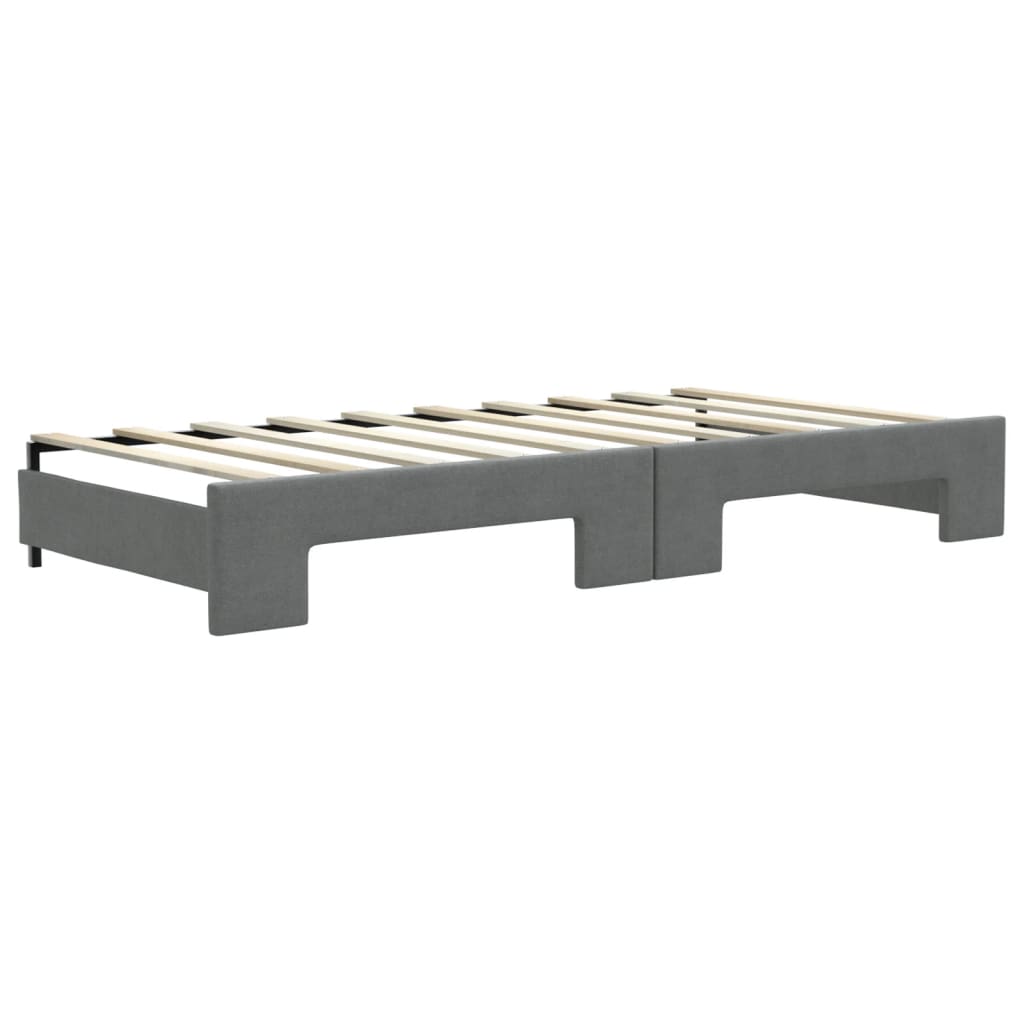 Lit de jour avec gigogne et matelas gris foncé 90x190 cm tissu - XIOS