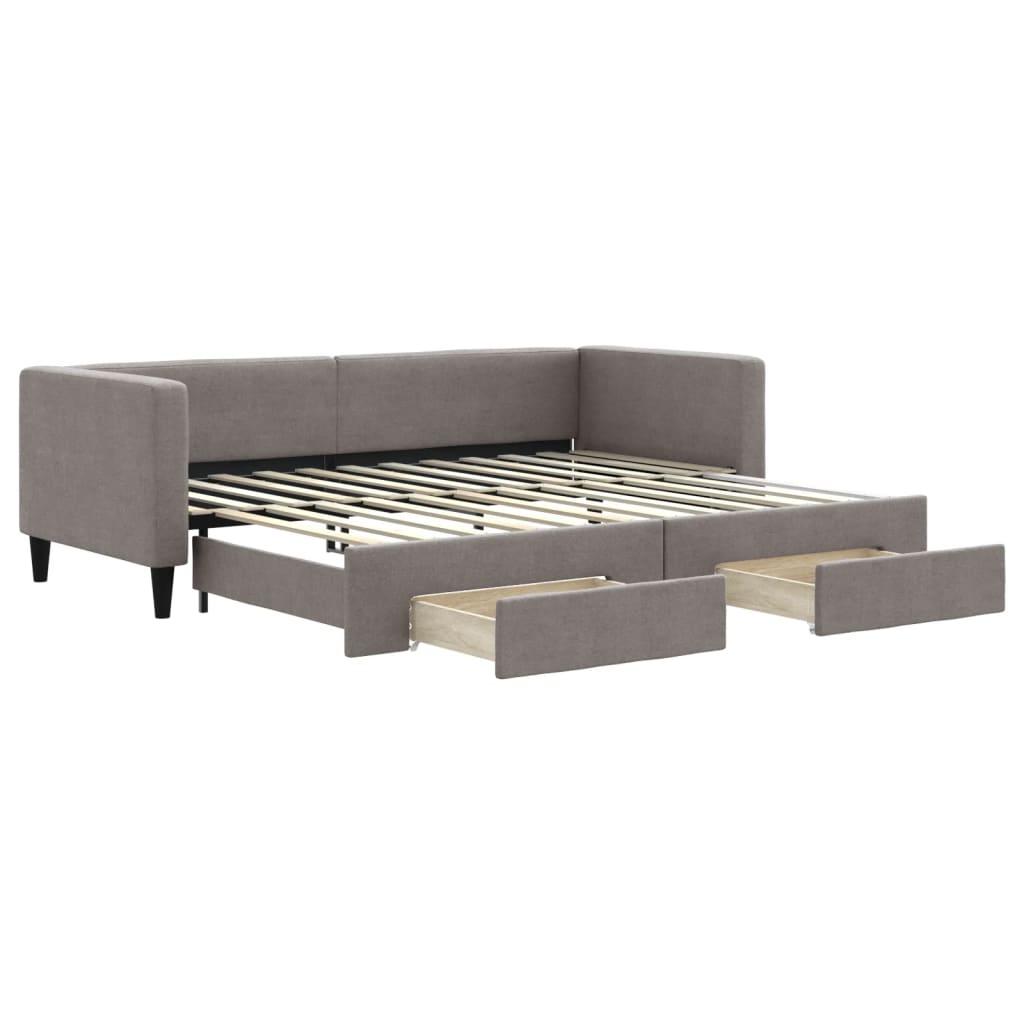 Lit de jour avec gigogne et tiroirs sans matelas taupe 80x200cm - XIOS