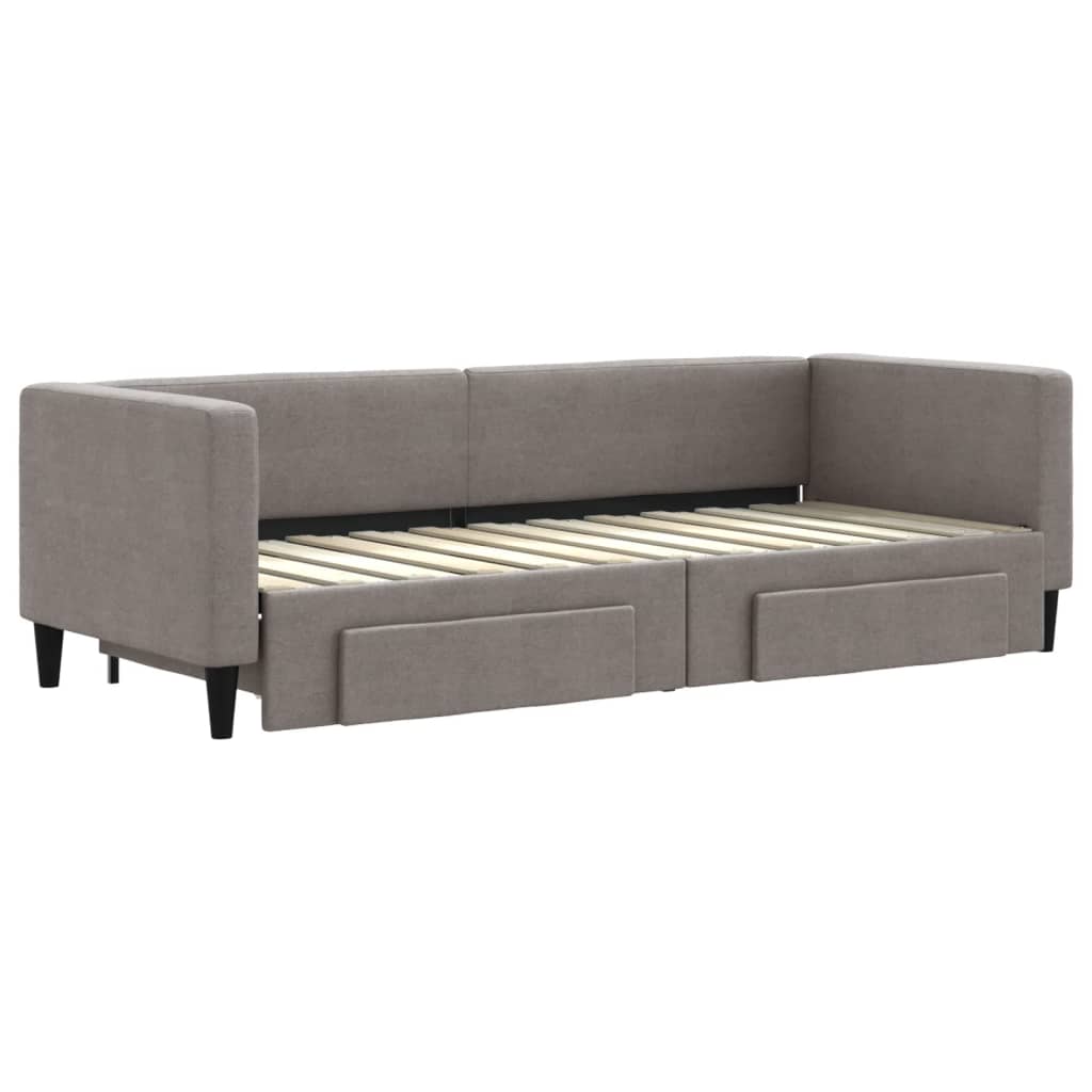 Lit de jour avec gigogne et tiroirs sans matelas taupe 80x200cm - XIOS