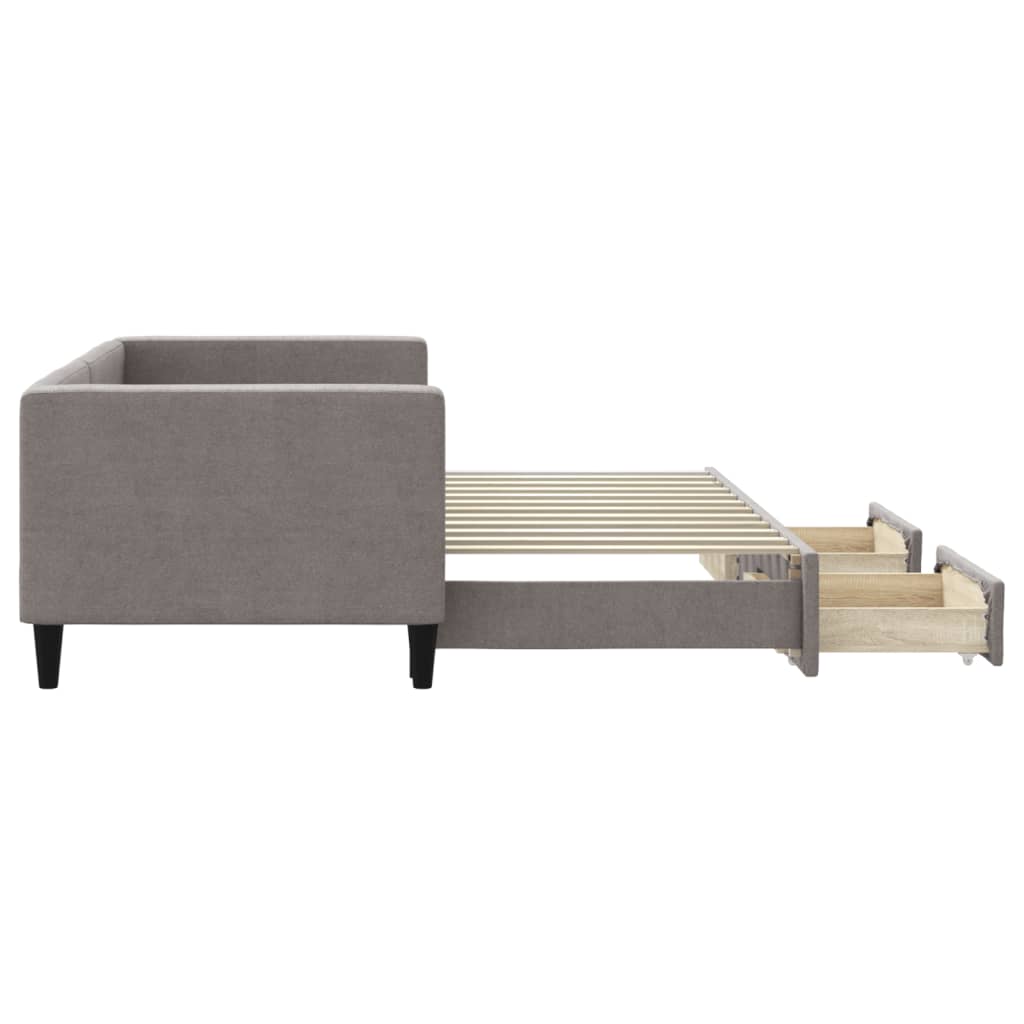 Lit de jour avec gigogne et tiroirs sans matelas taupe 80x200cm - XIOS