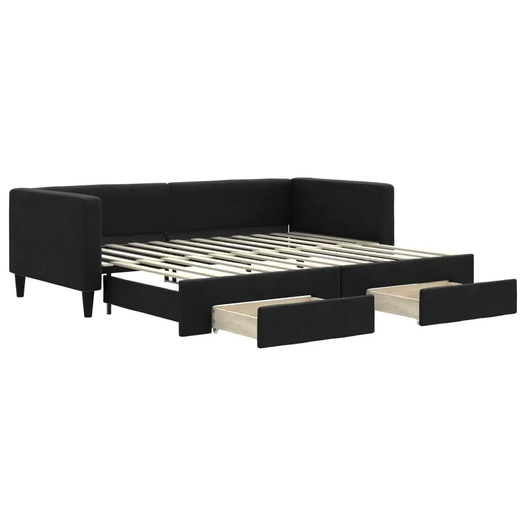 Lit de jour avec gigogne et tiroirs sans matelas noir 90x200 cm - XIOS