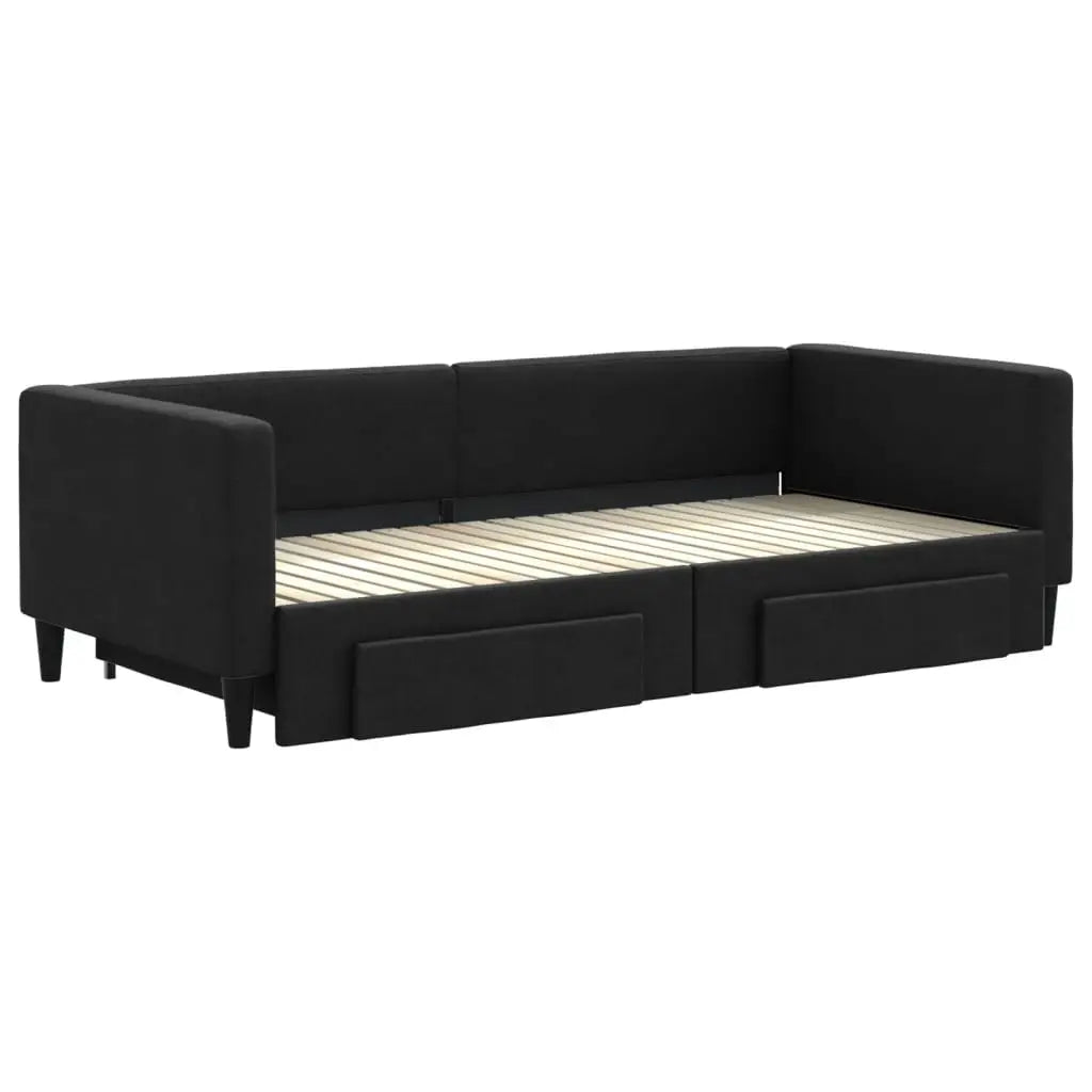 Lit de jour avec gigogne et tiroirs sans matelas noir 90x200 cm - XIOS