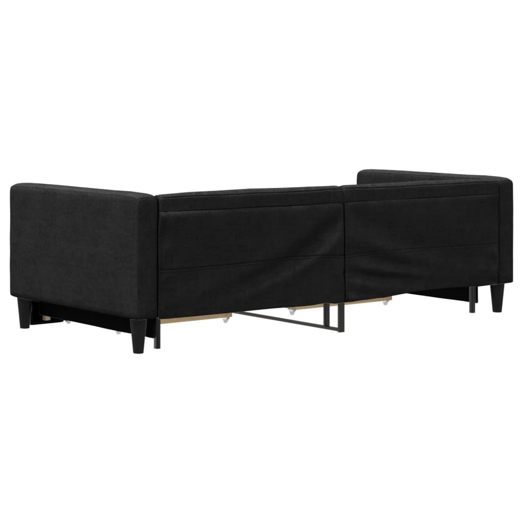 Lit de jour avec gigogne et tiroirs sans matelas noir 90x200 cm