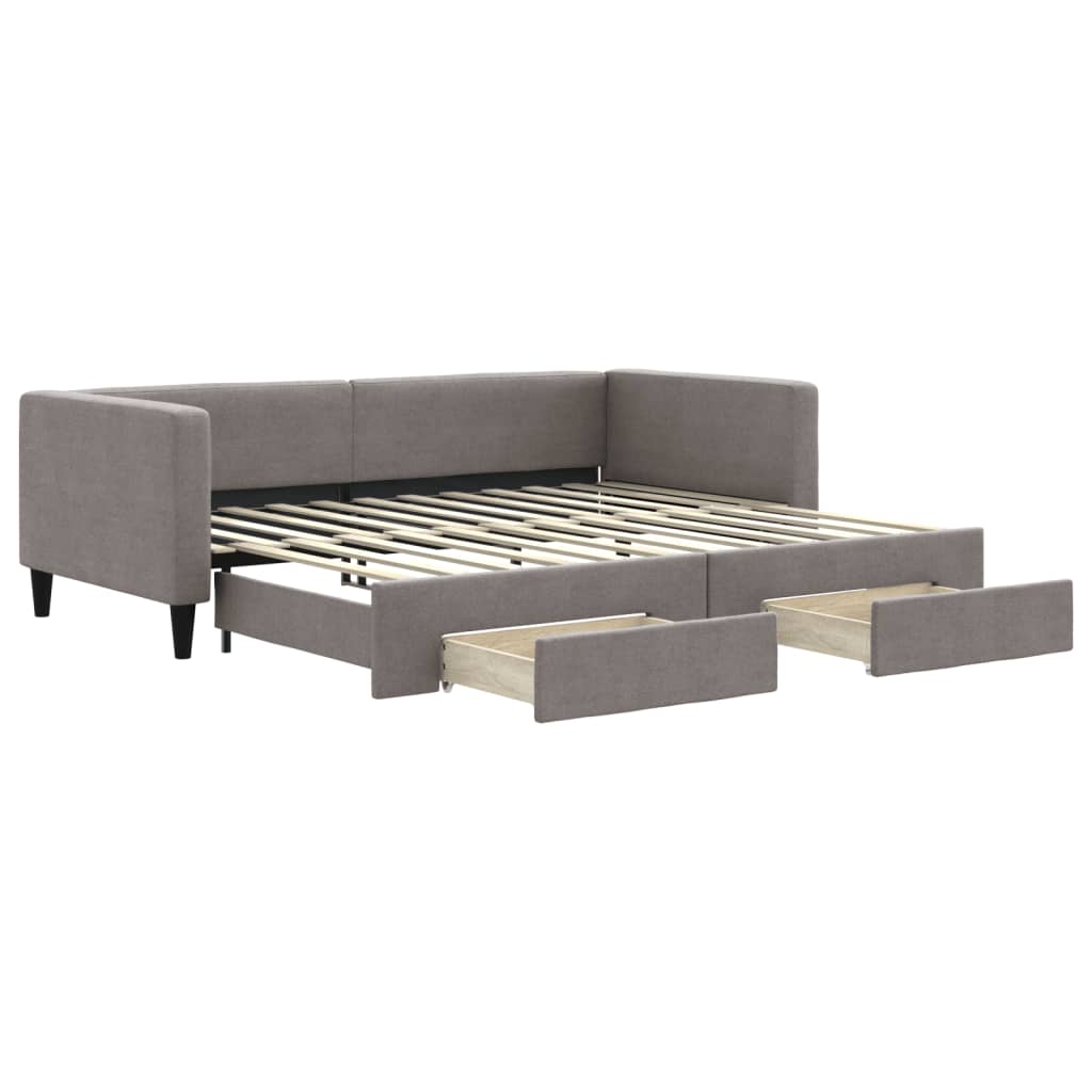 Lit de jour avec gigogne et tiroirs sans matelas taupe 90x200cm - XIOS