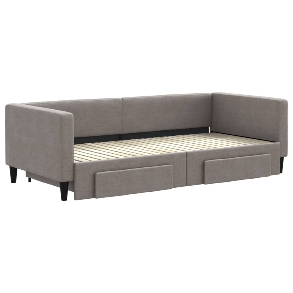 Lit de jour avec gigogne et tiroirs sans matelas taupe 90x200cm - XIOS