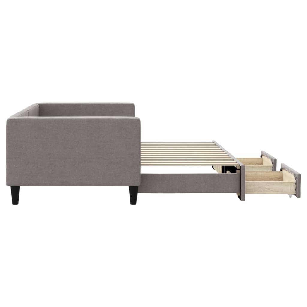 Lit de jour avec gigogne et tiroirs sans matelas taupe 90x200cm - XIOS