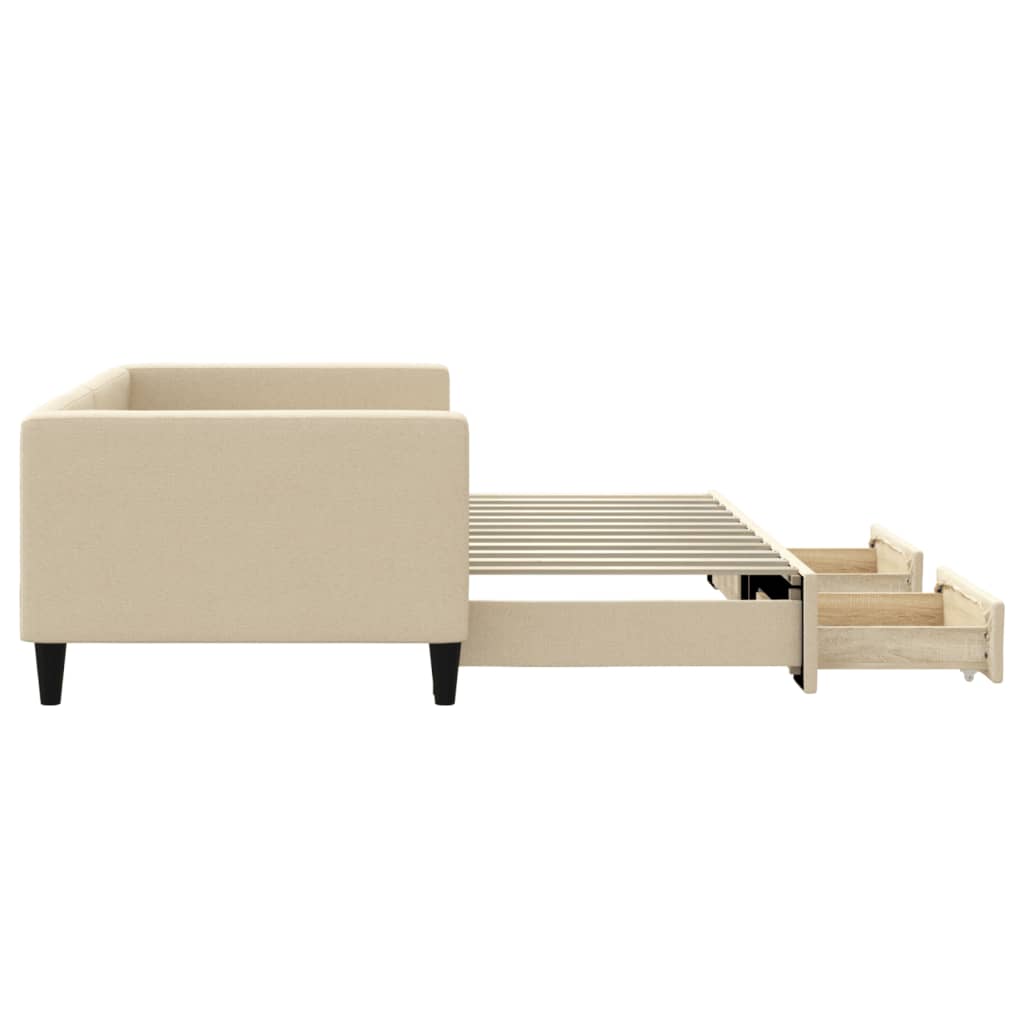 Lit de jour avec gigogne et tiroirs sans matelas crème 90x200cm - XIOS