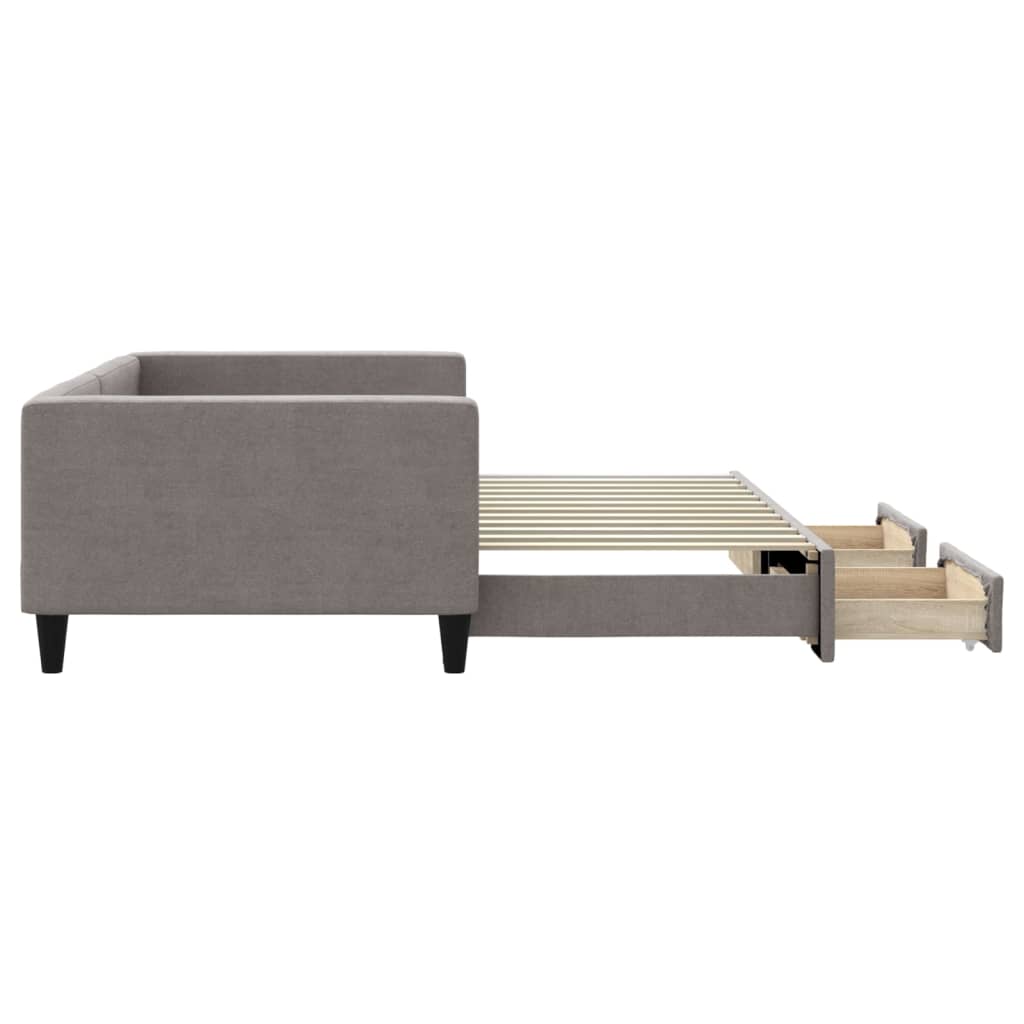 Lit de jour avec gigogne et tiroirs taupe 100x200 cm tissu - XIOS