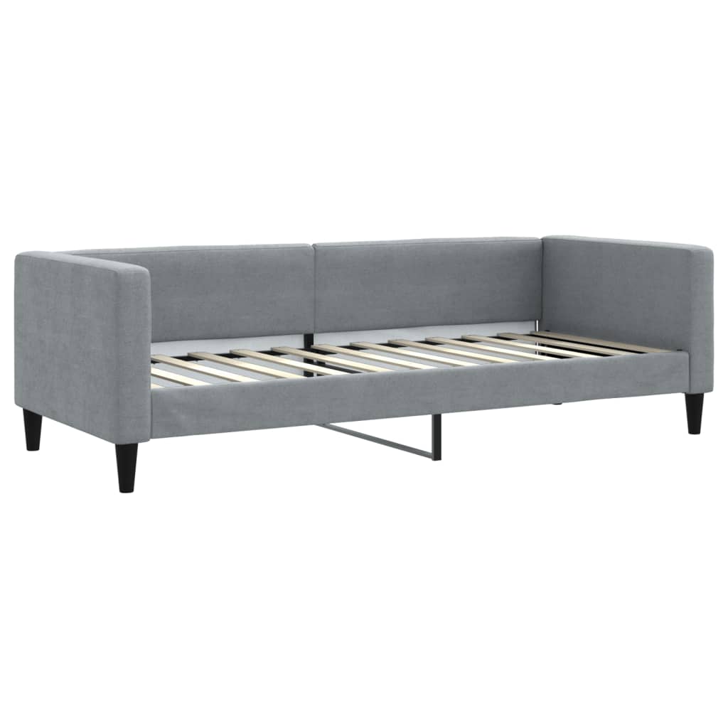 Lit de jour avec gigogne et tiroirs gris clair 80x200 cm tissu - XIOS