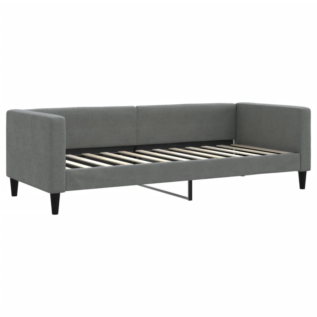 Lit de jour avec gigogne et tiroirs gris foncé 80x200 cm tissu - XIOS