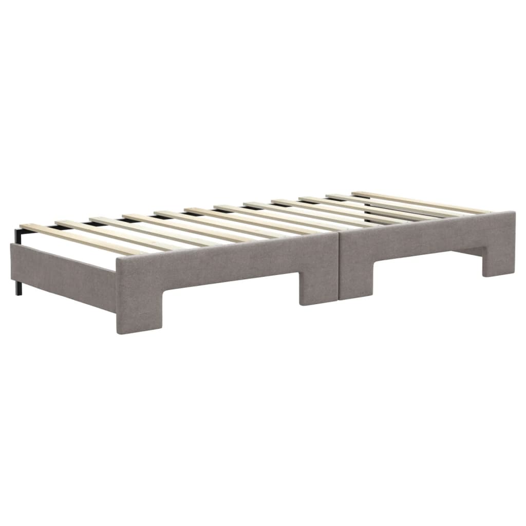 Lit de jour avec gigogne et tiroirs taupe 90x200 cm tissu - XIOS