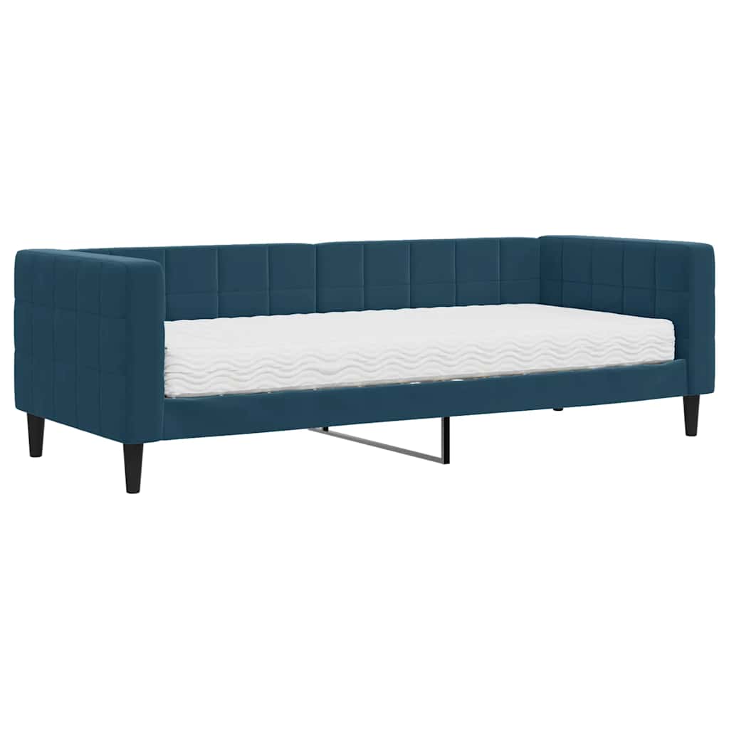 Lit de jour avec matelas bleu 80x200 cm velours - XIOS