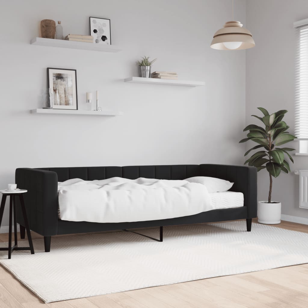 Lit de jour avec matelas noir 80x200 cm velours - XIOS