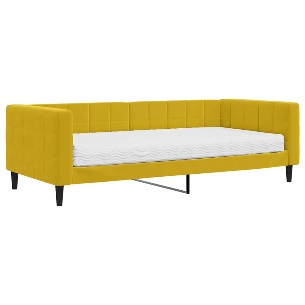 Lit de jour avec matelas jaune 90x200 cm velours - XIOS