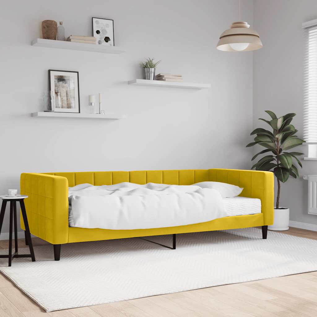 Lit de jour avec matelas jaune 90x200 cm velours - XIOS