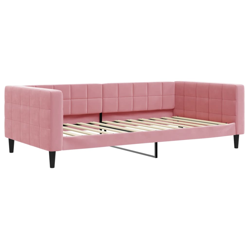 Lit de jour avec matelas rose 100x200 cm velours - XIOS