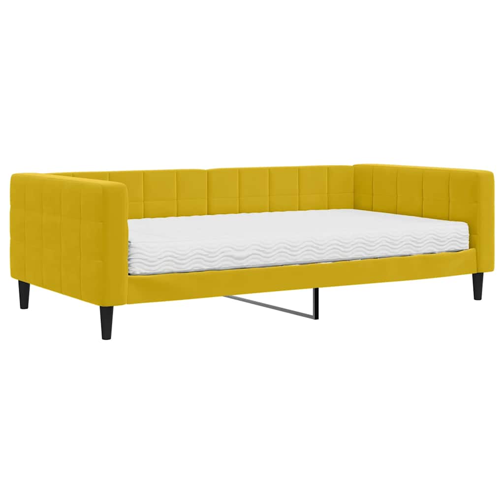 Lit de jour avec matelas jaune 100x200 cm velours - XIOS