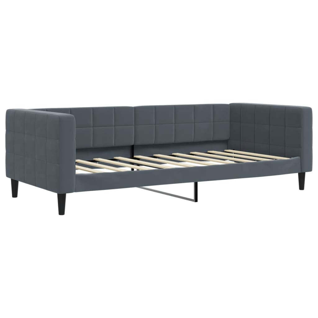 Lit de jour avec matelas gris foncé 90x190 cm velours - XIOS