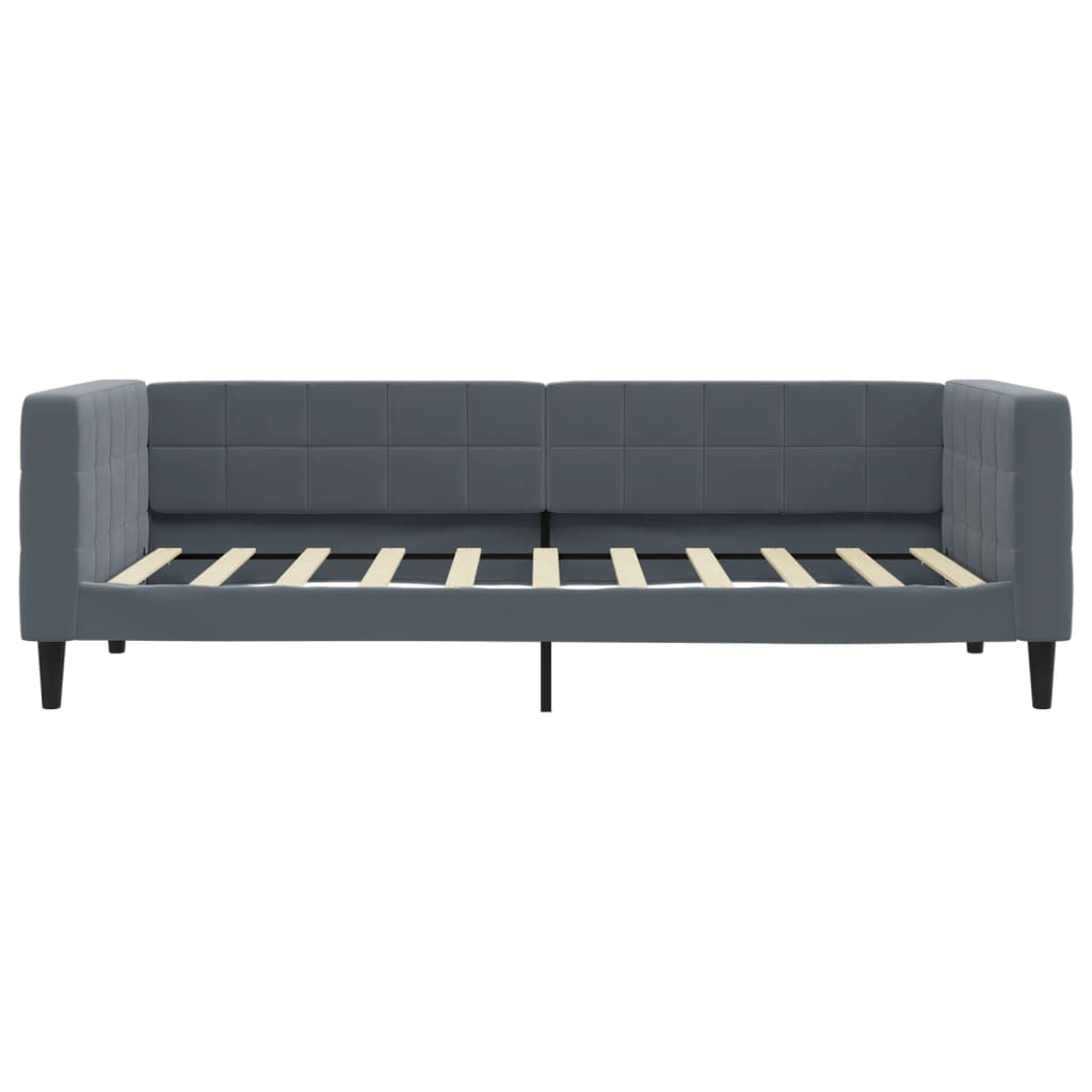 Lit de jour avec matelas gris foncé 90x190 cm velours - XIOS