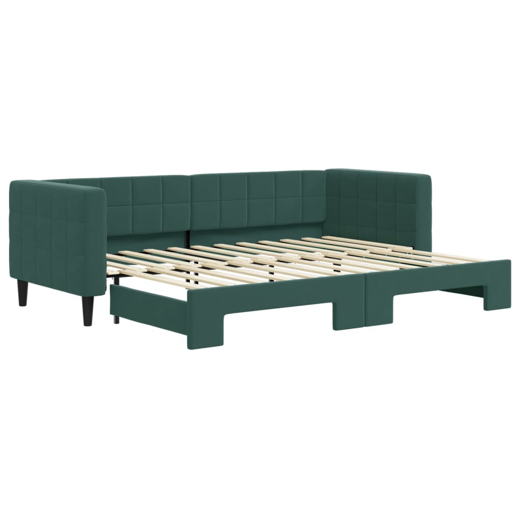 Lit de jour avec gigogne sans matelas vert foncé 80x200 cm - XIOS