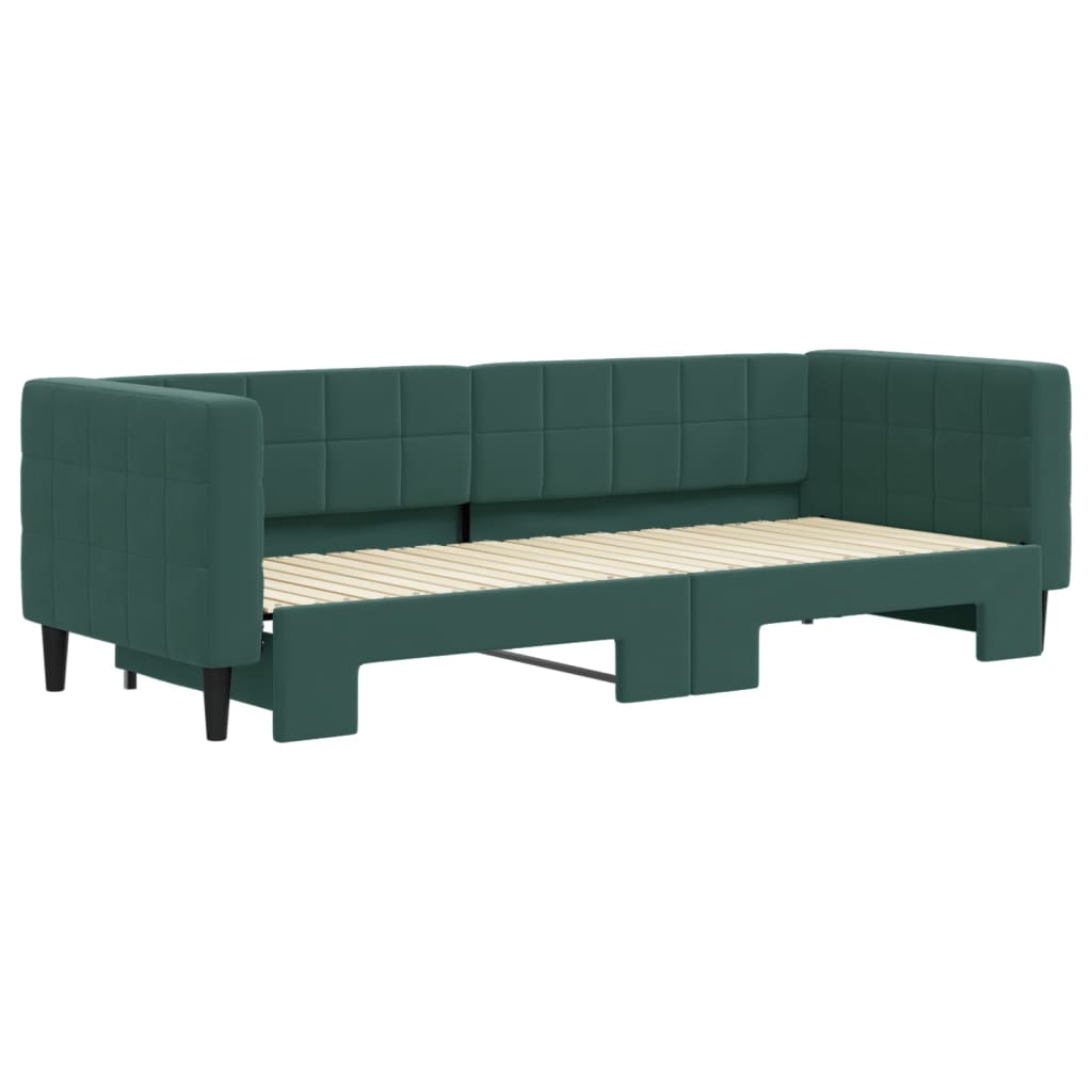 Lit de jour avec gigogne sans matelas vert foncé 80x200 cm - XIOS