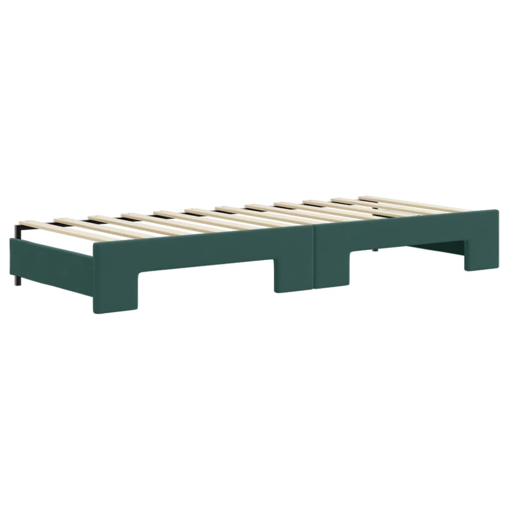 Lit de jour avec gigogne sans matelas vert foncé 80x200 cm - XIOS